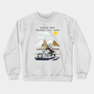 Turtle, Painted Turtles, Motorcycle Ride, Chicago, Illinois, Feelin Free, Bikers Crewneck Sweatshirt